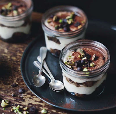 Dark chocolate and halva tiramisu