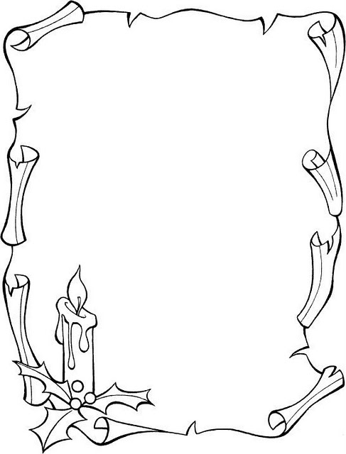 Borde de Vela Navideña para colorear e imprimir