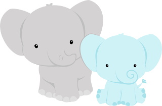 Elefantes para baby shower en gris y azul