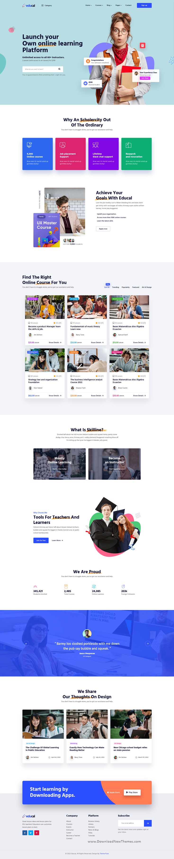 Download Online Learning and Education Vue JS Template