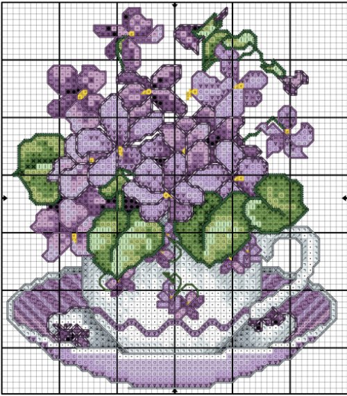 Flowers in Cup #7 - Free Cross Stitch Pattern