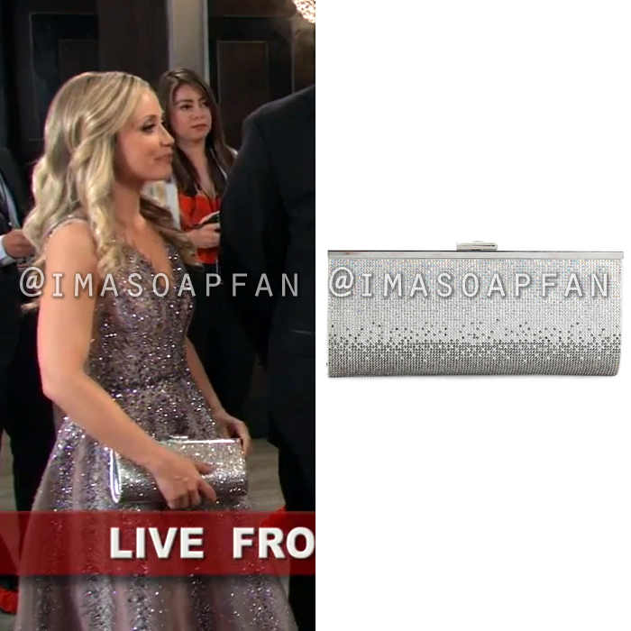 Lulu Spencer Falconeri, Emme Rylan, Sparkly Silver and Black Ombre Crystal Clutch, Nurses Ball, General Hospital, GH