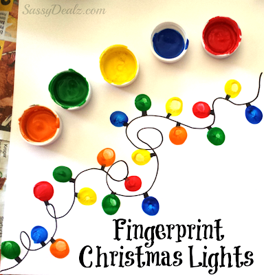 fingerprint christmas craft for kids tree lights