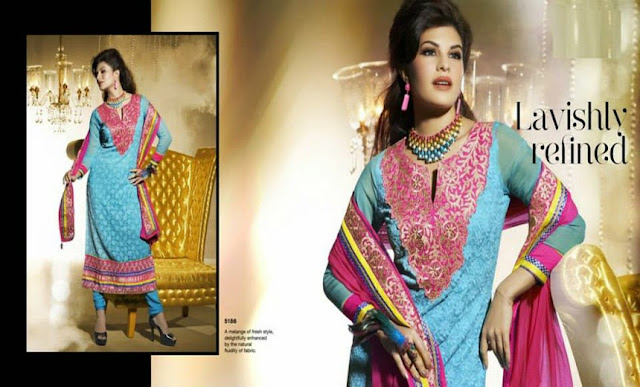 Jacqueline Fernandez Salwar Kameez 2013-14 By Nakshatra