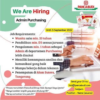 Lowongan Kerja Panca Budi Tbk