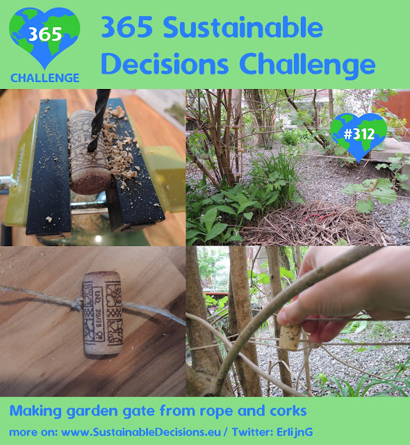 Making garden gate from rope and corks, sustainability, minimalism, sustainable living, climate action