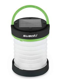 SUAOKI Led Camping Lantern Lights Rechargeable Battery (Powered by Solar Panel and USB Charging) Collapsible Flashlight for Outdoor Hiking Tent Garden (Emergency Charger for Phone, Water-Resistant)