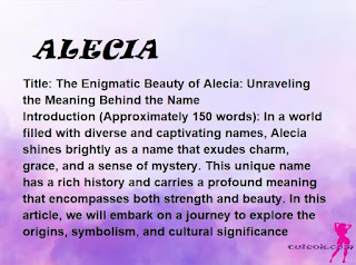 meaning of the name "ALECIA"