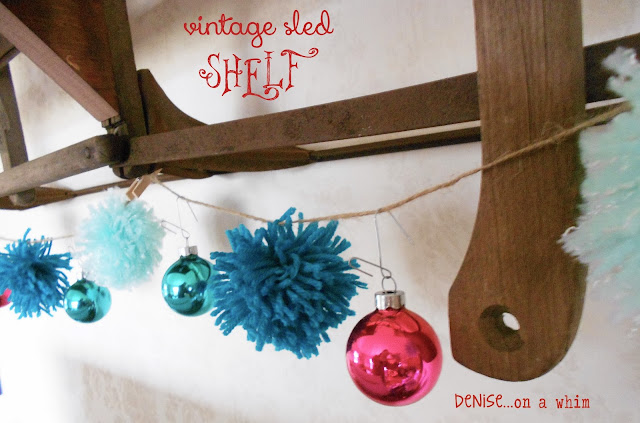 A vintage sled turned shelf via http://deniseonawhim.blogspot.com