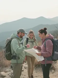 화악산의 코스를 확인하는 모습