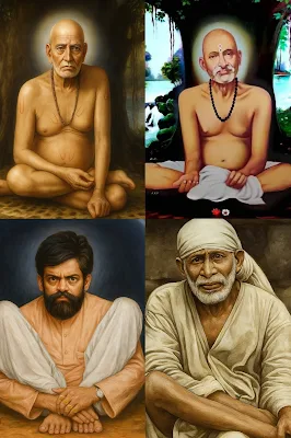 A collage of saints from Maharashtra - Swami Samarth, Gajanan Maharaj, Shankar Maharaj and Sai Baba