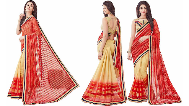 Fashion Duds Solid, Embroidered, Self Design Bollywood Net Saree  (Beige, Maroon)