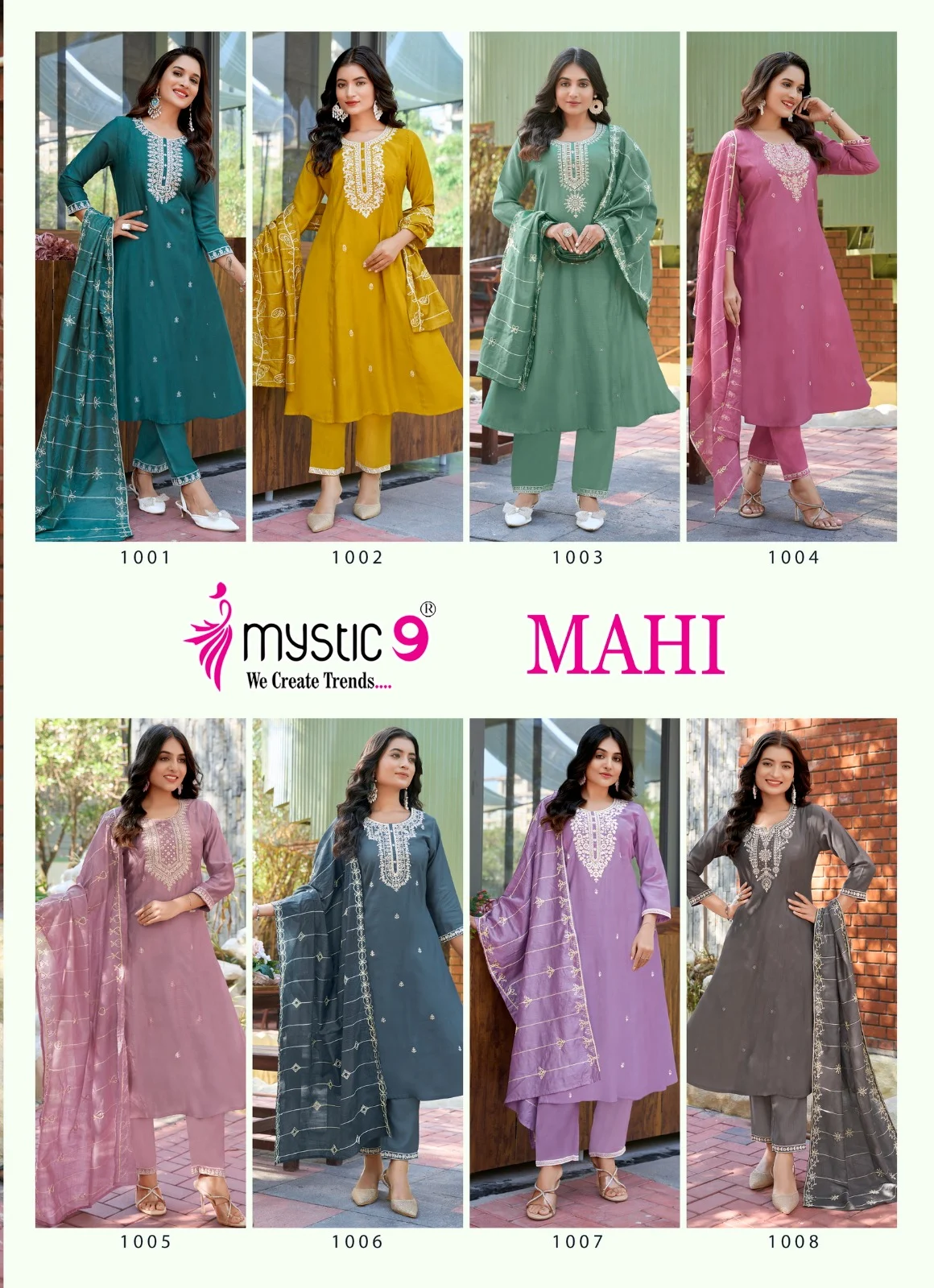 Mahi Vol 1 Mystic 9 Vertican Embroidery Work Readymade Anarkali Suits