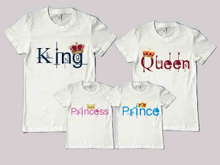 Desain kaos keluarga King Queen