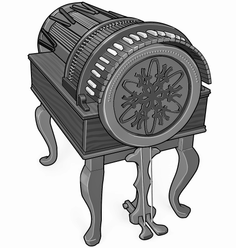 wheel harp :  musical instrument with strings and keyboard
