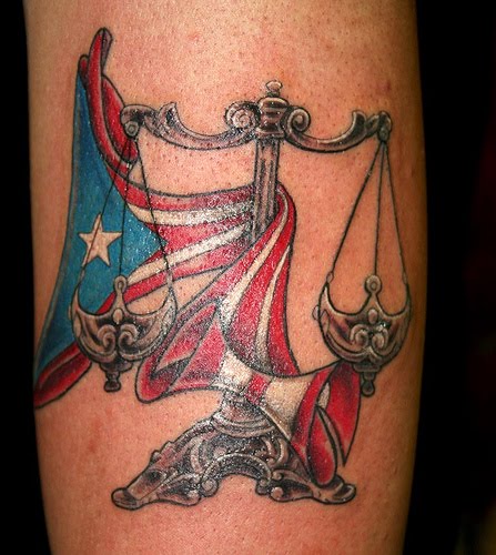 Puerto Rican flag with Libra tattoos zodiac sign libra tattoos for men