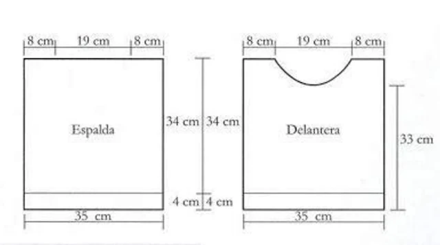 moldes de espalda y delantera sueter niño crochet