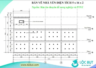 Bản vẽ nhà yến diện tích 5x16x2.