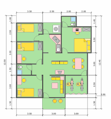 Denah Rumah Dengan Ukuran 8 x 10 Meter