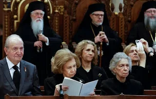 Queen Noor attends King Constantine II of Greece funeral