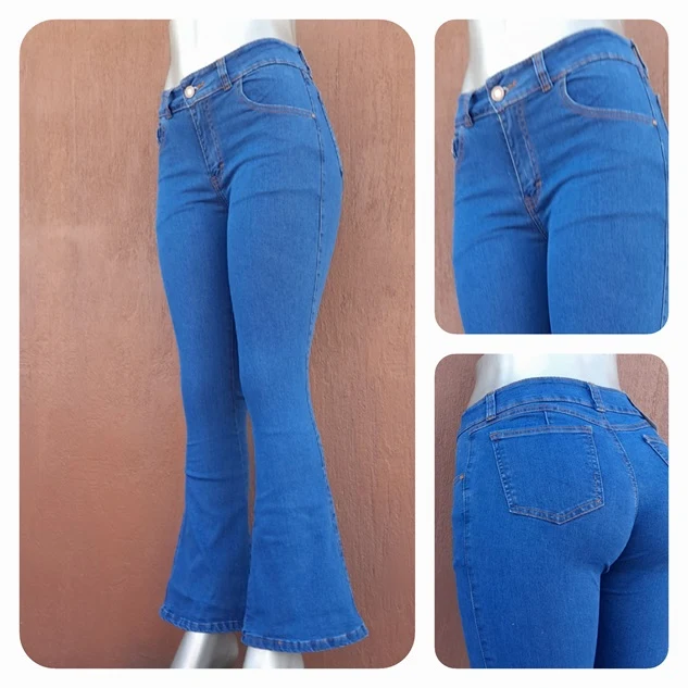 Skinny Jeans - Tono Azul Rey de pierna campana