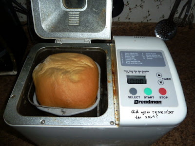 freshly baked bread in breadmaking machine