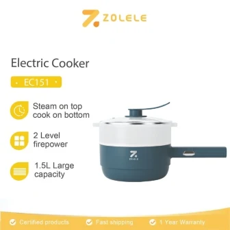 ZOLELE EC151 Panci Listrik Serbaguna Electric Cooker Non-Stick Pan 1.5L Multi Cooker With Steamer