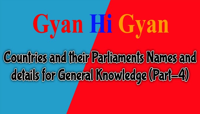 Countries and their Parliaments Names and details for General Knowledge Part-4