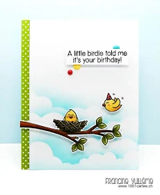 Sunny Studio Stamps: Guest Designer A Bird's Life Birdie Birthday Card by Francine Vuilleme