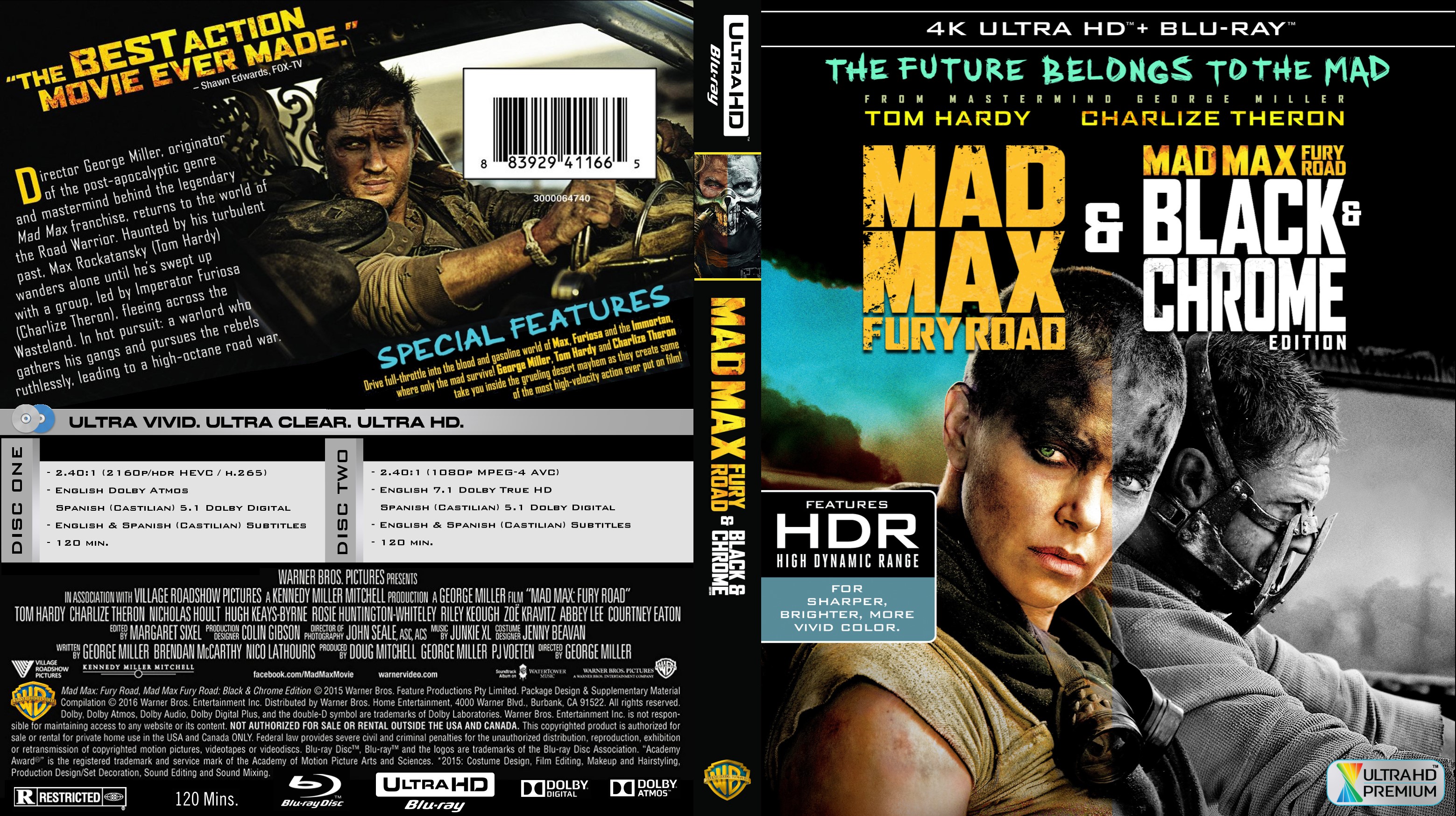Mad Max Fury Road and Black and Chrome 4k Bluray Cover ...