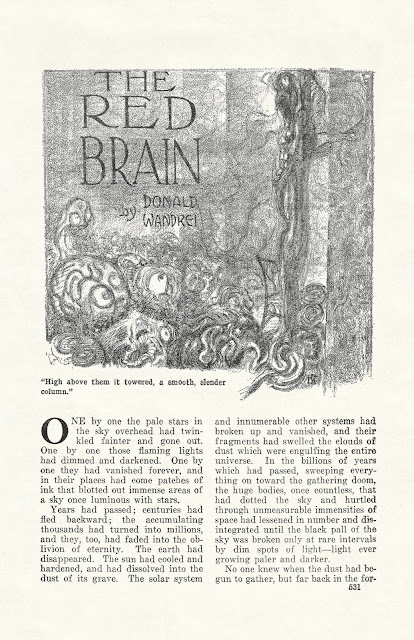 WEIRD TALES, October 1927. Illustration by Hugh Rankin. Click for larger view.