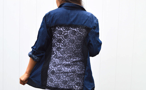 Finished Lace Panel Button Down Shirt DIY
