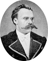 Portrait of German philosopher with glasses and moustache