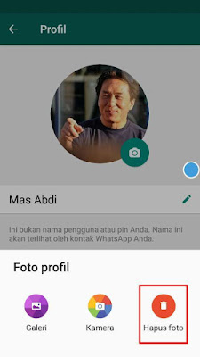 WhatsApp - Pilih Hapus foto