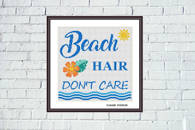 Beach hair don't care funny sassy cross stitch quote pattern - Tango Stitch
