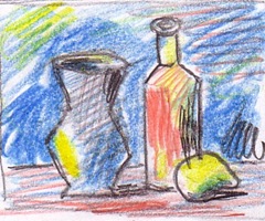 Natura statica desen creioane colorate
