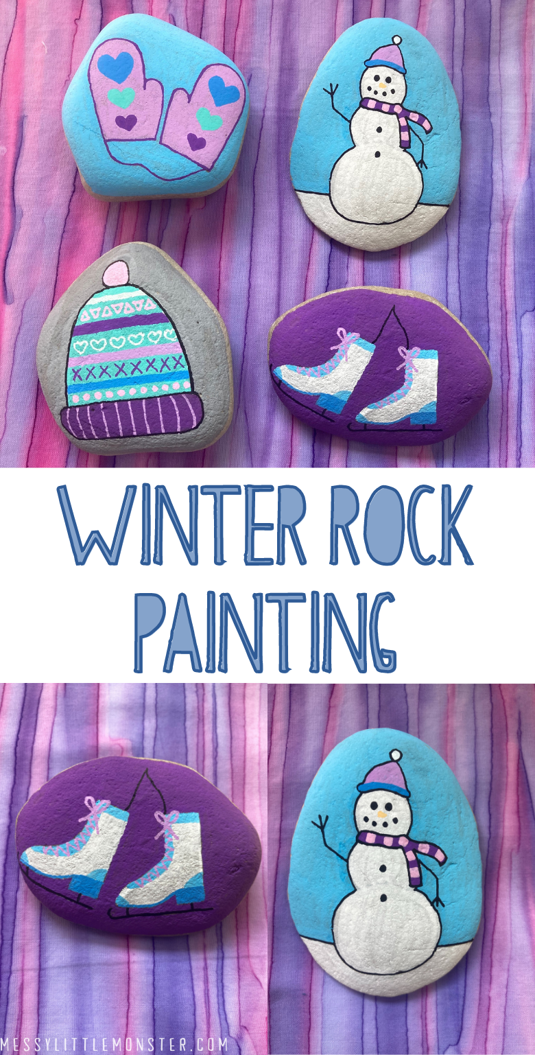 Winter rock painting ideas for kids