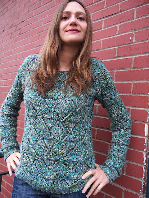 Bergere de France pullover made with Rowan Silkystones, knit by Dayana Knits