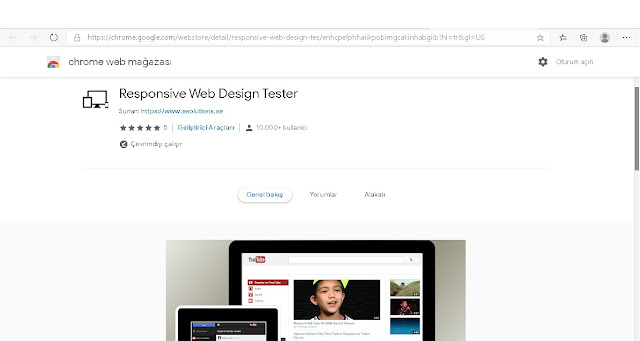 responsive web design tester chrome eklentisi kullanımı