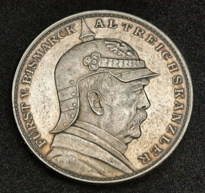 German coins Otto von Bismarck spiked helmet Pickelhaube Silver Coin