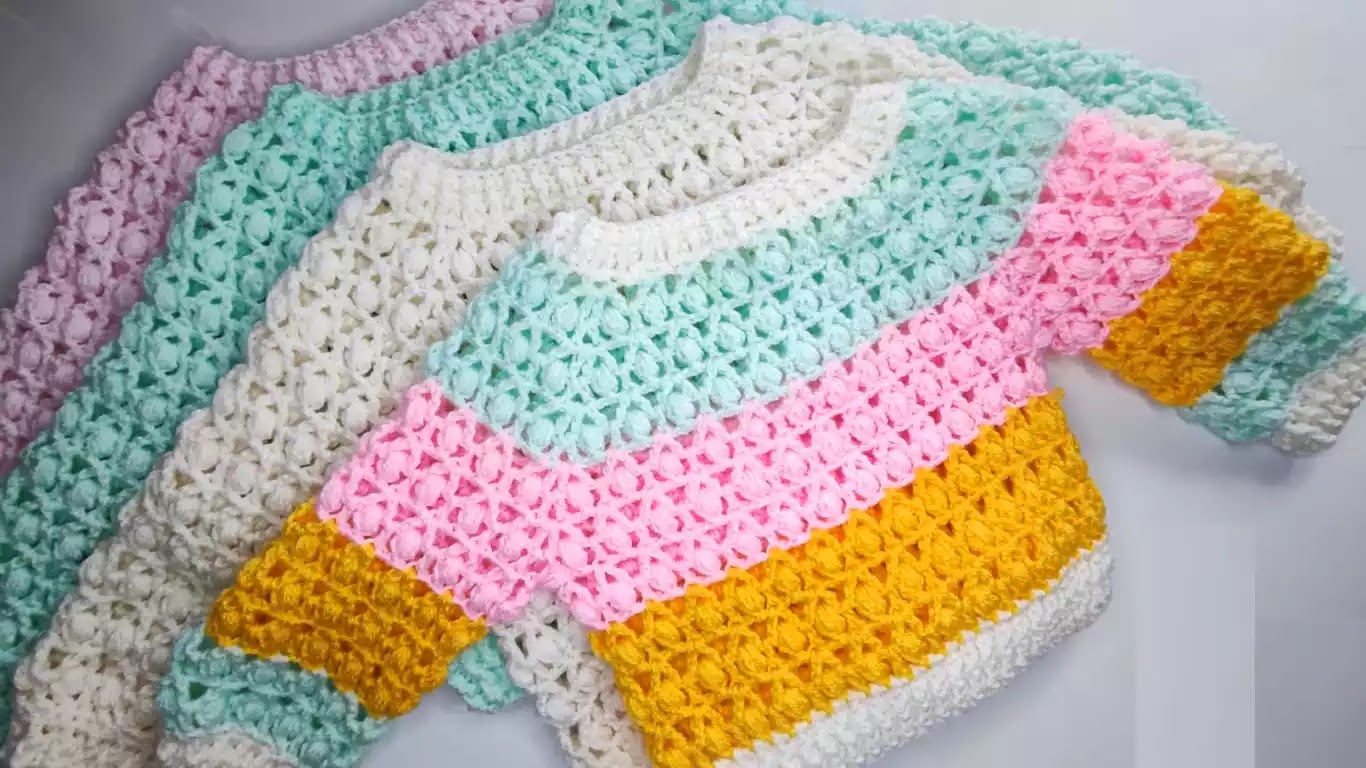 APRENDE A TEJER FÁCIL Suéter Calado para Niños a Crochet