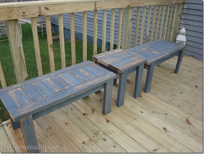  Life made these adorable benches and table from an old deck