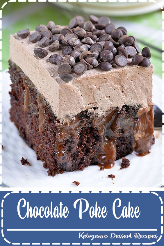 Chocolate Poke Cake is quadruple chocolate treat-rich chocolate cake infused with delicious mixture of melted chocolate and sweetened condensed milk, topped with chocolate whipped cream and chocolate chips.