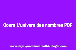 Cours L'univers des nombres PDF