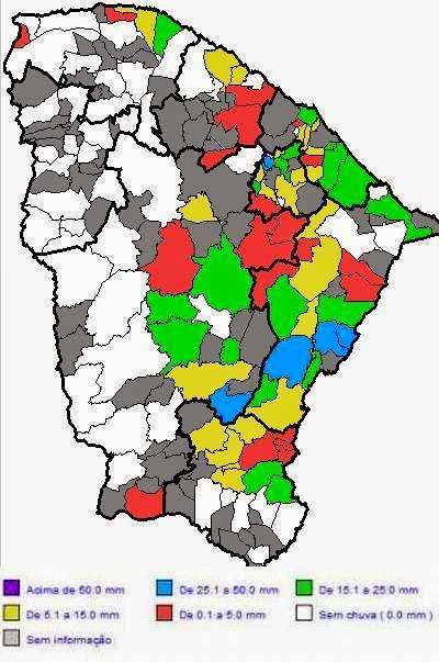 Chove em 68 municípios cearenses
