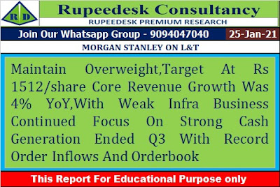 MORGAN STANLEY ON L&T - Rupeedesk Reports - 27.01.2021