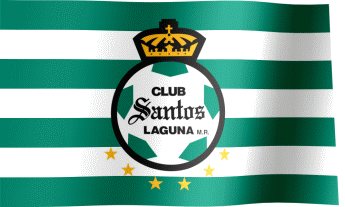 The waving fan flag of Santos Laguna with the logo (Animated GIF)