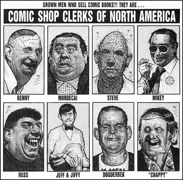 Comic Shop Clerks Of North America by Drew Friedman