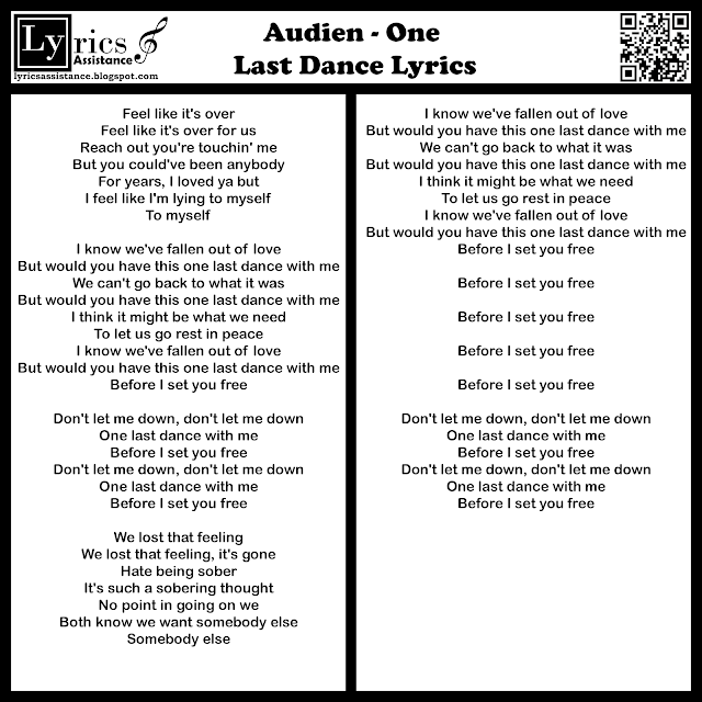 Audien - One Last Dance Lyrics | lyricsassistance.blogspot.com
