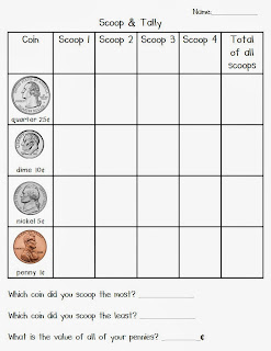 http://www.teacherspayteachers.com/Product/Scoop-Tally-Coins-Recording-Sheet-991285